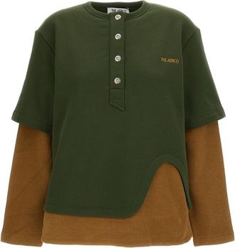 The Attico Layered Design Sweatshirt With Mandarin Collar And Scoop Detail