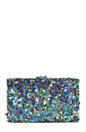 Simitri Melange Sequin Kitsch Clutch in Peacock Blue at Nordstrom