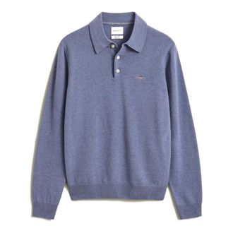 GANT Polo - Heren - Tops - Blauw - Maat: L Wol