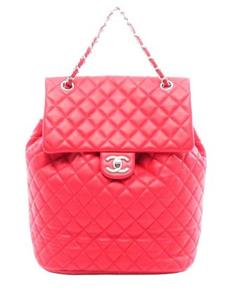 Chanel Red Lambskin Matelasse Backpack Red (Authentic Pre-Loved)