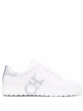 Ferragamo Sneakers Gancini con stampa - Bianco