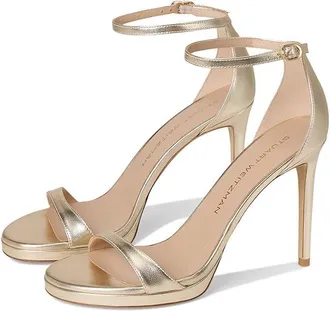 Stuart Weitzman Nudist Platform Womens Shoes Light Gold : 7.5 N, Leather