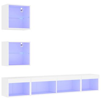 Berkfield Home Modern 5 Piece TV Wall Units with LED White Engineered Wood