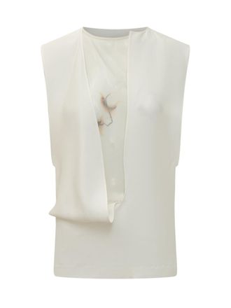 Sportmax White Solid Round Neck Top