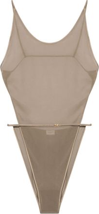 Saint Laurent backless georgette bodysuit - women - Spandex/Elastane/Cotton/Silk - M - Neutrals