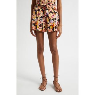 Ulla Johnson Rowan Floral Cotton Shorts in Night Bloom at Nordstrom, Size 14