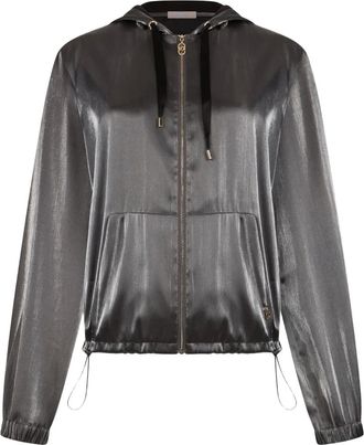 Liu Jo laminated hooded jacket - women - Viscose/Polyester/Polyester - S - Grey