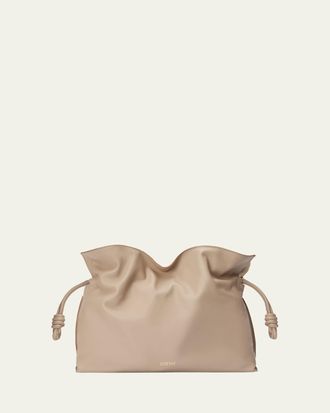 Loewe Flamenco Large Clutch Bag in Napa Leather with Golden Foil Anagram