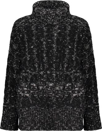 Herno Trui met col- ribbels en vlechtwerk - Dames - Coltruien - Zwart - XS - Wol - Truien & Vesten