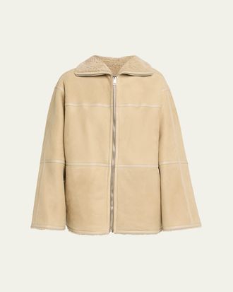 Yves Salomon Short Suede Merino Lambskin Coat