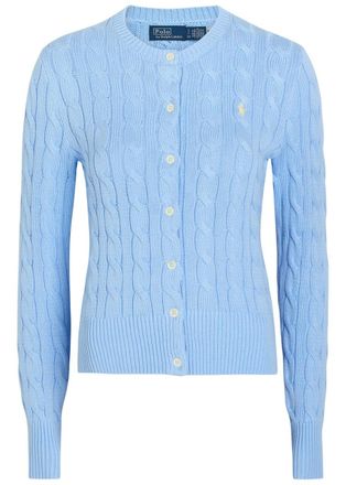 Polo Ralph Lauren Logo-embroidered Cable-knit Cotton Jumper - Light Blue - S (UK8-10 / S)