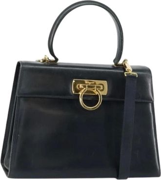 Ferragamo Pre-owned Handbags, female, Blue, Size: ONE SIZE Pre-owned Leather Handbag