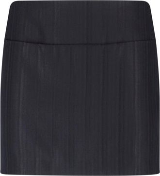 Dondup Black Gessato Wool Pinstripe Mini Skirt