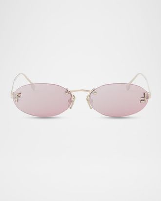 Fendi FF Crystal Metal Oval Sunglasses