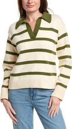 English Factory Striped Collared Sweater