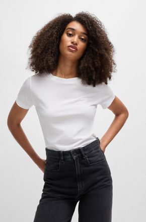 Boss Orange by Hugo Boss T-Shirt BOSS ORANGE Esogo Premium Damenmode, Damen, Gr. XL (42), weiss (wei&szlig;100), Single Jersey, Obermaterial: 100% Baumwolle, unifarben, slim fit h&uuml;f