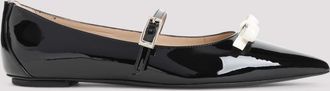 Stuart Weitzman Black Leather Ballet Flats