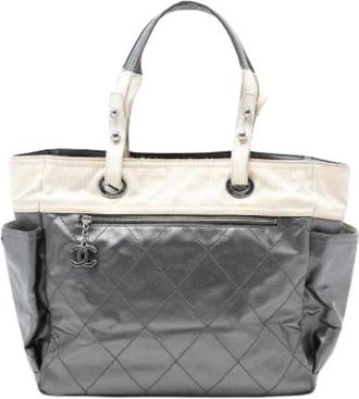 Chanel Pre-owned Tote Bags, female, Gray, Size: ONE SIZE Pre-owned Paris Biarritz Tote Bag