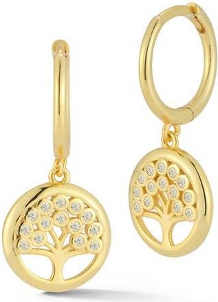 Glaze Jewelry Cubic Zirconia Tree of Life Drop Huggie Hoop Earrings in Gold at Nordstrom Rack