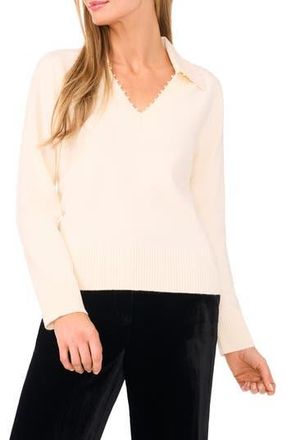 Ted Baker Bead Detail Polo Sweater in Champagne Beige at Nordstrom Rack, Size X-Small