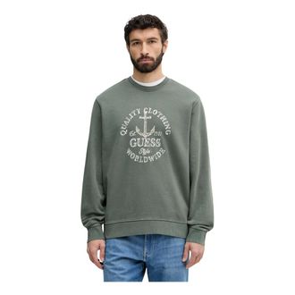 Guess Hoodies & sweatvesten, Heren, Groen, M, Katoen, Sweatshirt met geborduurd logo