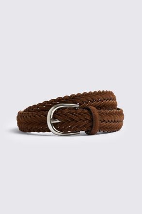 Moss Tobacco Suede Woven Belt