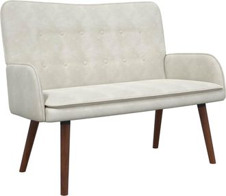 vidaXL Sof&aacute; De 2 Plazas Crema 115 X 61 X 87 Cm Terciopelo Vidaxl