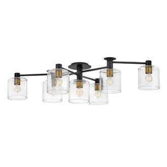 Netlighting Hinkley Axel Multi Arm Semi Flush Ceiling Lamp Black with Heritage Brass