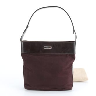 Celine Brown Leather Nylon Handbag Shoulder Bag Tote Bag (Pre-Owned)