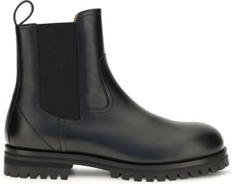 Loro Piana Mens Leather Ankle Boots Kent Black