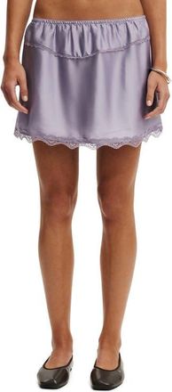 Cotton On Womens Estelle Satin Lace Slip Mini Skirt in Smoke at Nordstrom, Size 12