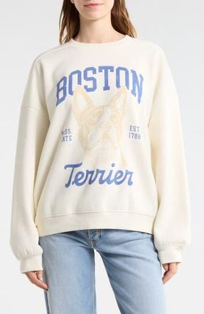 Vinyl Icons Boston Terrier Fleece Sweatshirt in Marshmallow at Nordstrom Rack, Size X-Small