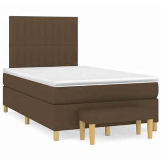 vidaXL Vidaxl - Cama Box Spring Con Colch&oacute;n Tela Marr&oacute;n Oscuro 120x190 Cm