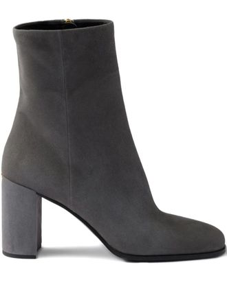 Prada 85mm suede block-heel boots - Grey