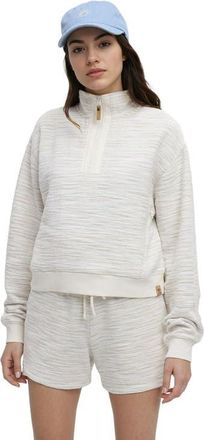 tentree Elkhorn 1/4 Zip in Cotton White Flash Stripe at Nordstrom, Size X-Small