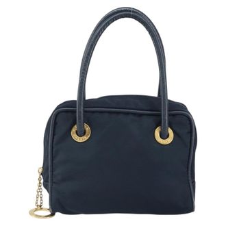 Celine Triomphe Vintage Handbag Nylon Navy Nylon Handbag (Pre-Owned)