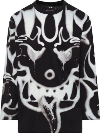 Yohji Yamamoto Gedrukt katoenen T-shirt - Heren - Longsleeves - Zwart - S - Katoen - Tops