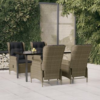 vidaXL Juego De Comedor De Jard&iacute;n 5 Piezas Rat&aacute;n Sint&eacute;tico Marr&oacute;n Vidaxl