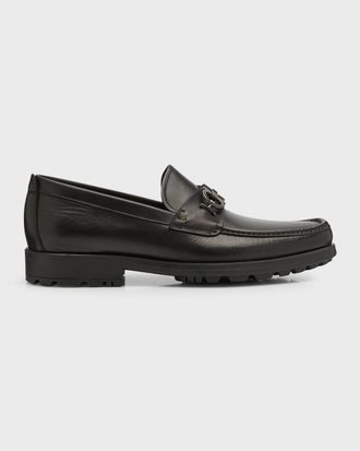 Ferragamo Men & apos;s David Leather Lug-Sole Loafers