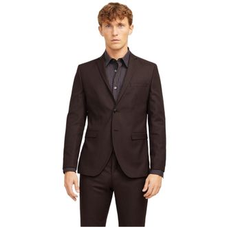 Jack & Jones Jack And Jones Herenblazer met &eacute;&eacute;n rij knopen van Solaris (Bruin)
