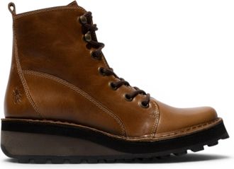 FLY London Fly London Womens Tan Leather Lace-Up Ankle Boots - HAZI147