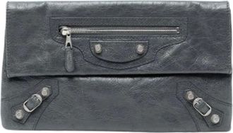 Balenciaga Pre-owned Clutches, female, Gray, Size: ONE SIZE Pre-owned Leather Clutch