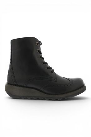 FLY London Fly London Womens Black Leather Lace-Up Ankle Boots- SARL069