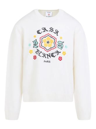 Casablanca floral-embroidered crew-neck sweater - men - Fabric - M - White