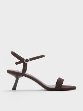 Charles & Keith Faux Suede Slant-Heel Ankle-Strap Sandals