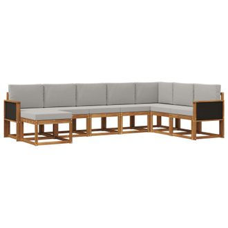 vidaXL Conjunto De Sof&aacute;s De Exterior 8 Pcs Natural Y Gris Claro Vidaxl