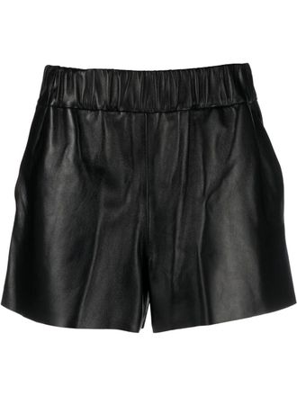 Red Valentino elasticated waist leather mini shorts - women - Cotton/Lambskin - 36 - Black