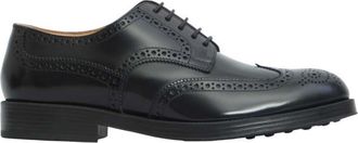 Tod's Black Perforated Wingtip Lace Ups Shoes