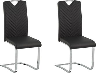 Beliani Set of 2 Dining Chairs PICKNES Faux Leather Black