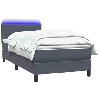 vidaXL Cama Box Spring Con Colch&oacute;n Terciopelo Gris Oscuro 90x220 Cm Vidaxl